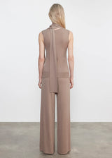 TISSUE CASHMERE SLEEVELESS SCARF SWEATER