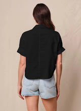 Voile Short Sleeve Dolman Shirt