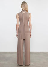 TISSUE CASHMERE SLEEVELESS SCARF SWEATER