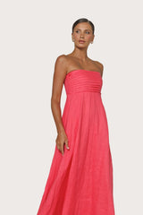 Talla Pintuck Linen Maxi Dress