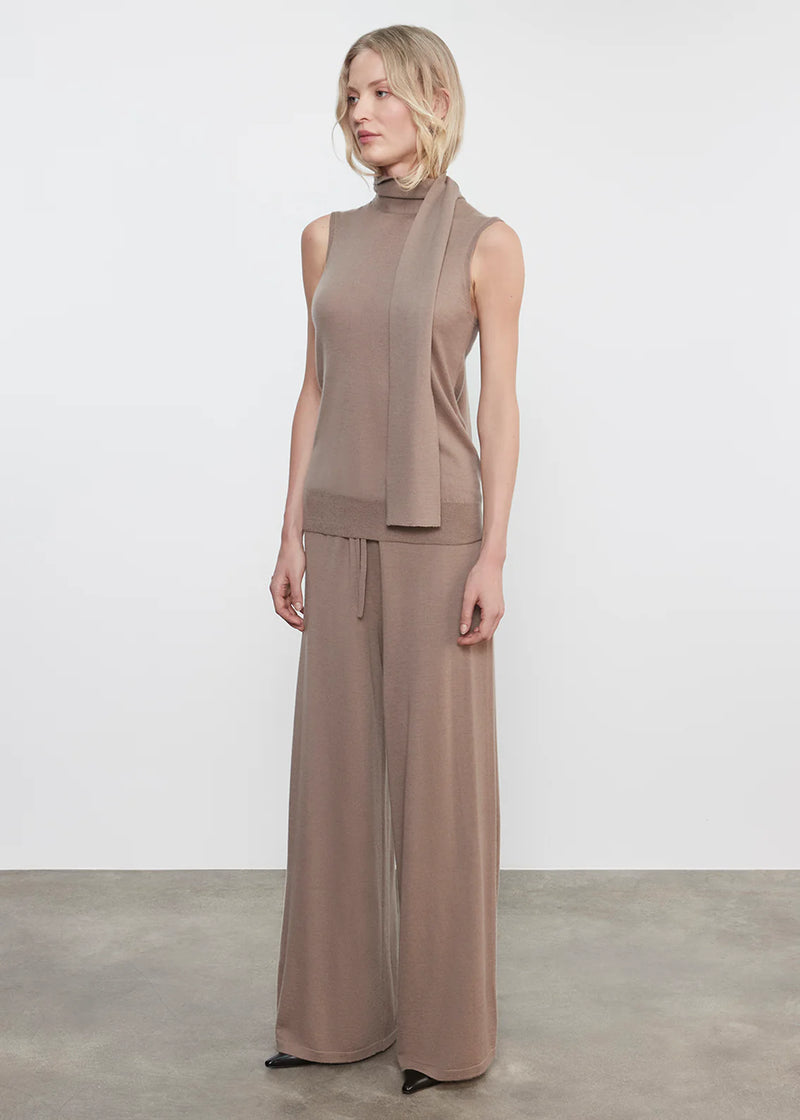 TISSUE CASHMERE SLEEVELESS SCARF SWEATER