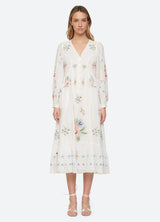 Serafina Embroidery Midi Dress