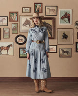 THE CHAMBRAY EMBROIDERED HIGHLAND SKIRT