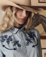THE CHAMBRAY EMBROIDERED Western Shirt
