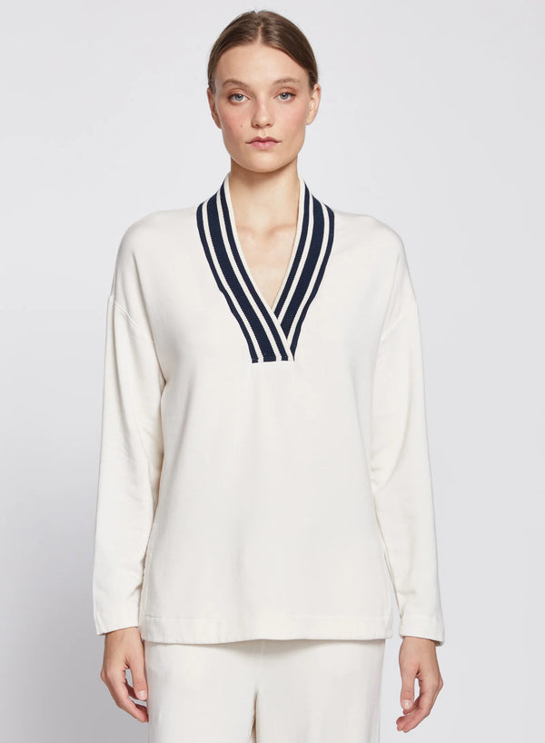 Softest Fleece Ribbed V-Neck Pullover