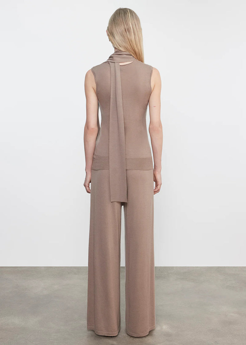 TISSUE CASHMERE SLEEVELESS SCARF SWEATER