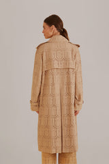 Khaki Pineapple Cotton Eyelet Trench Coat