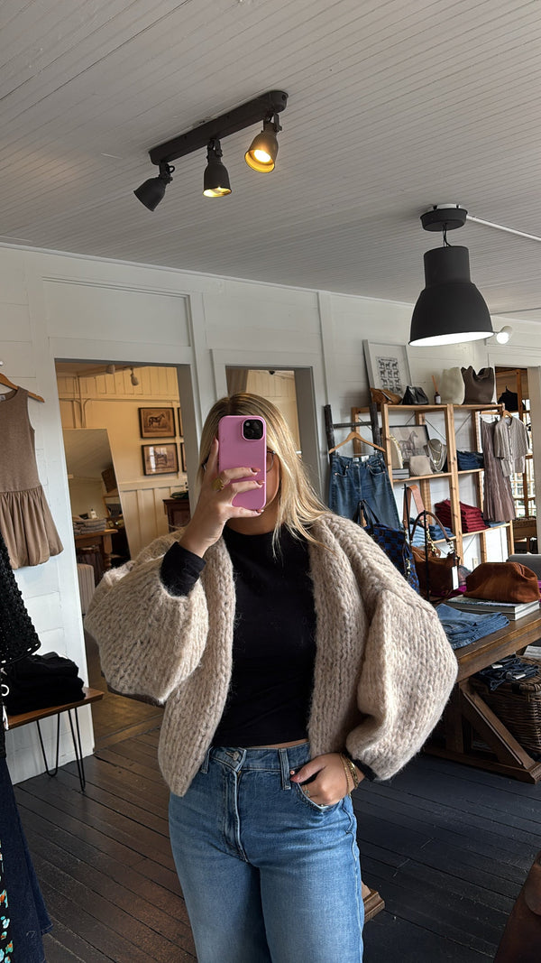 Fleecy Alpaca Bomber Cardigan