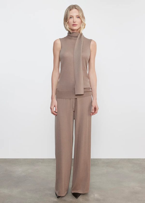 TISSUE CASHMERE SLEEVELESS SCARF SWEATER