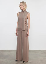 TISSUE CASHMERE SLEEVELESS SCARF SWEATER