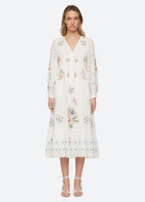 Serafina Embroidery Midi Dress