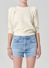 Pleated Short Sleeve Crew