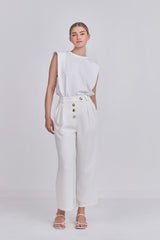 The Pleaded Pant (white)